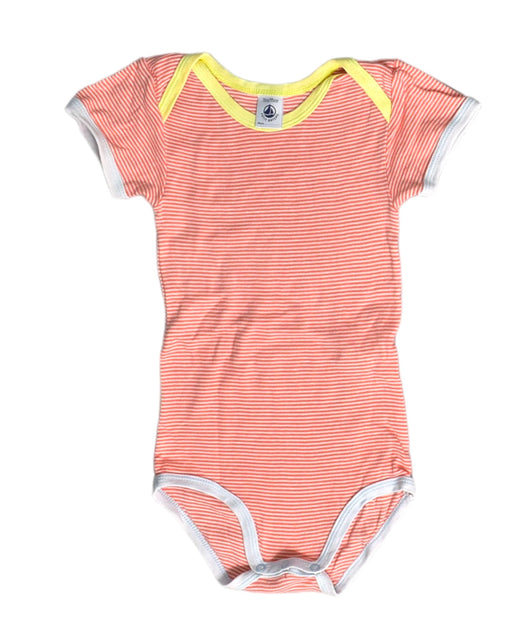 A Orange Short Sleeve Bodysuits from Petit Bateau in size 3T for girl. (Front View)