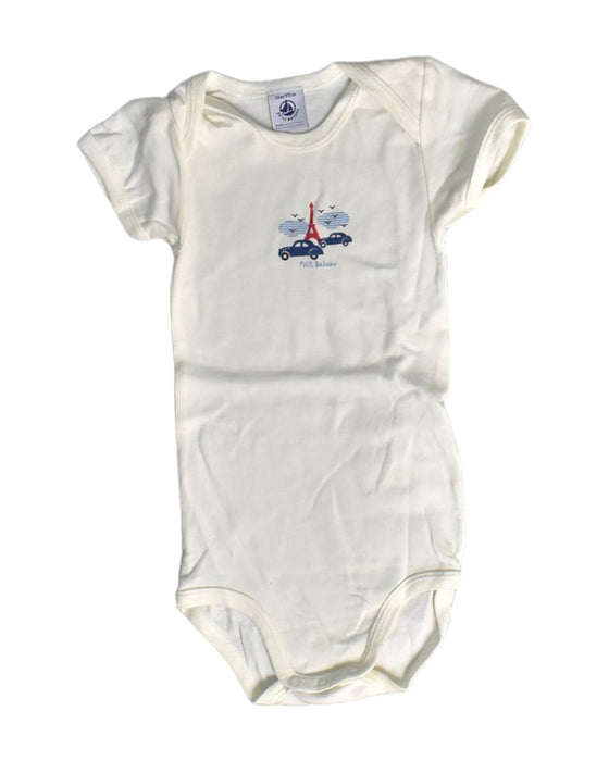 A White Short Sleeve Bodysuits from Petit Bateau in size 3T for boy. (Front View)