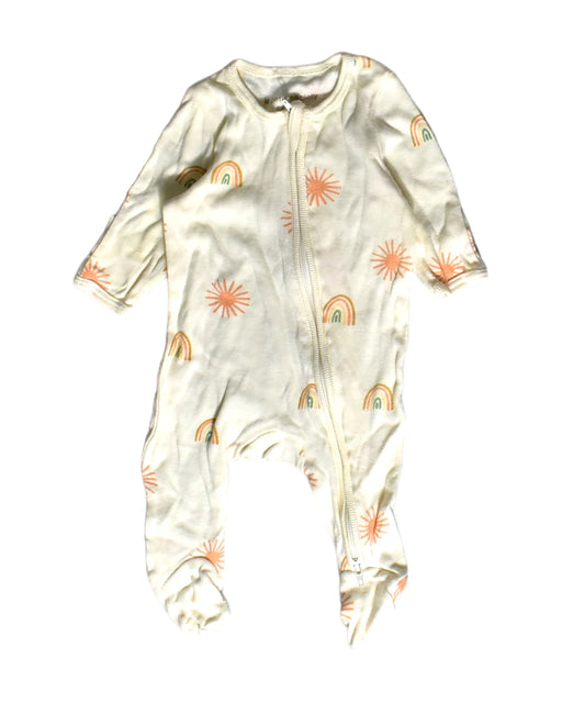 A Yellow Long Sleeve Jumpsuits from Le Petit Society in size 0-3M for girl. (Front View)