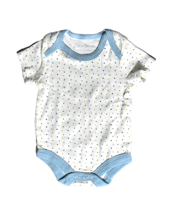 A White Short Sleeve Bodysuits from Rock-a-bye Baby Boutique in size 0-3M for girl. (Front View)