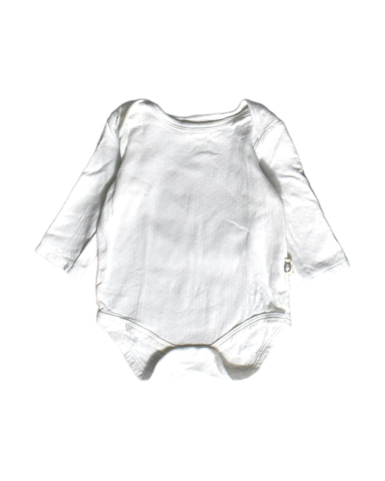 A White Long Sleeve Bodysuits from Rabbit + Bear in size 3-6M for girl. (Front View)