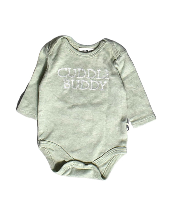 A Green Long Sleeve Bodysuits from Rabbit + Bear in size 0-3M for boy. (Front View)