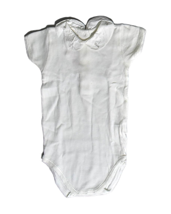 A White Short Sleeve Bodysuits from Bonpoint in size 3-6M for girl. (Front View)