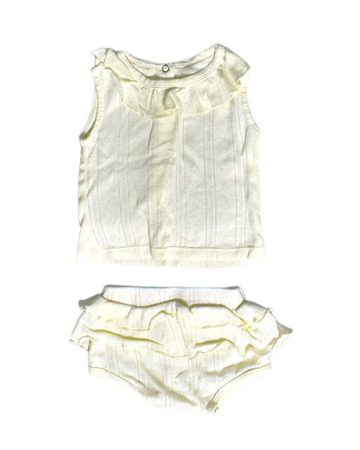 A Yellow Shorts Sets from Le Petit Society in size 3-6M for girl. (Front View)