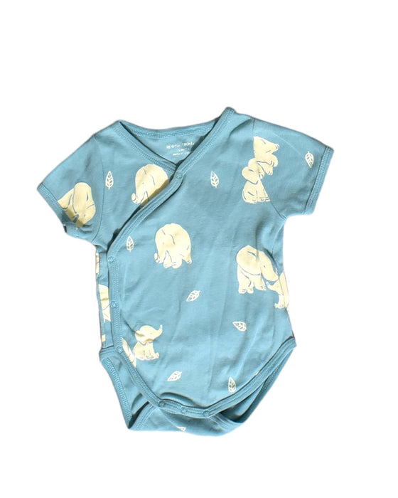 A Blue Short Sleeve Bodysuits from Le Petit Society in size 0-3M for boy. (Front View)