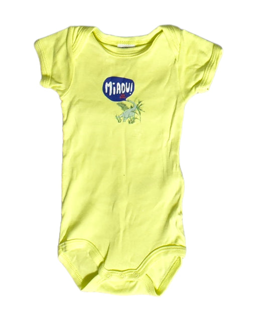 A Yellow Short Sleeve Bodysuits from Petit Bateau in size 0-3M for girl. (Front View)