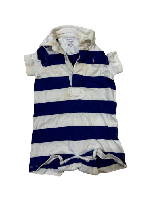 A Blue Short Sleeve Rompers from Ralph Lauren in size 6-12M for boy. (Front View)