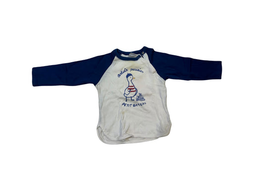 A Blue Long Sleeve T Shirts from Petit Bateau in size 12-18M for boy. (Front View)