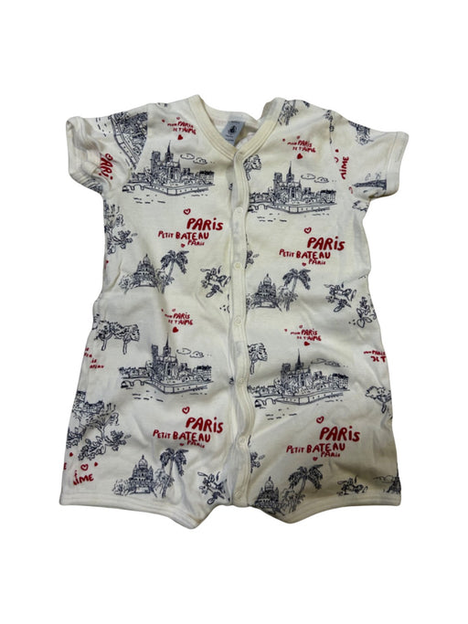 A White Short Sleeve Rompers from Petit Bateau in size 6-12M for neutral. (Front View)