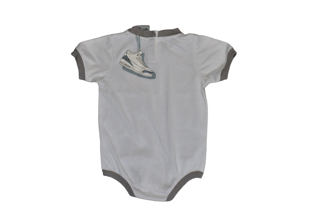 A Grey Short Sleeve Bodysuits from Air Jordan in size 18-24M for boy. (Back View)