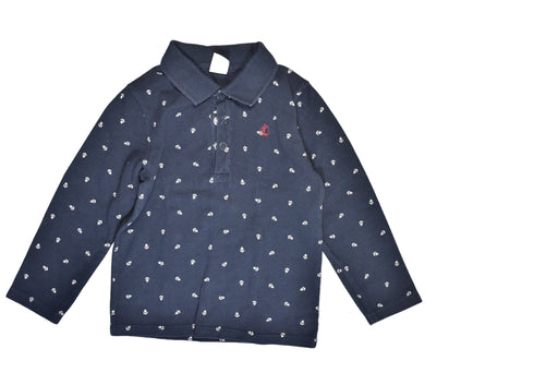 A Blue Long Sleeve Polos from Petit Bateau in size 3T for boy. (Front View)