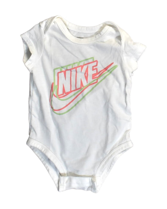 A White Short Sleeve Bodysuits from Nike in size 3-6M for girl. (Front View)