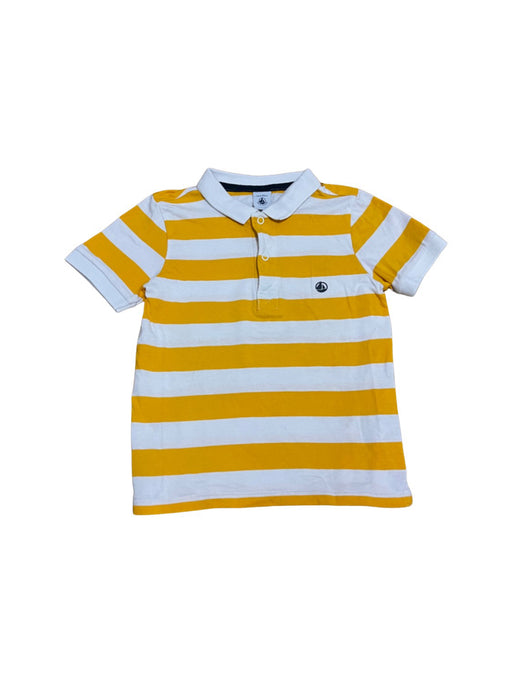 A Yellow Short Sleeve Shirts from Petit Bateau in size 4T for boy. (Front View)