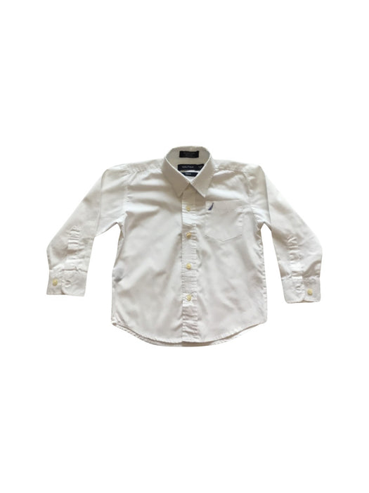 A White Long Sleeve Shirts from Nautica in size 5T for boy. (Front View)