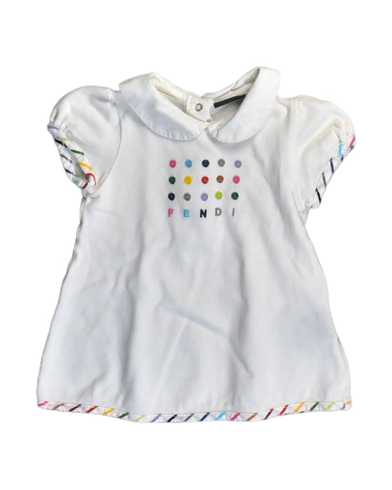 A White Short Sleeve Tops from Fendi in size 3-6M for girl. (Front View)