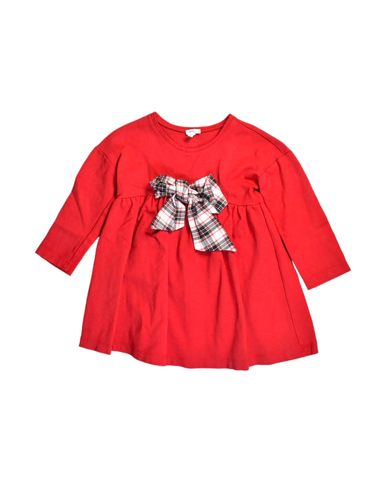 A Red Long Sleeve Dresses from Piccola Ludo in size 4T for girl. (Front View)