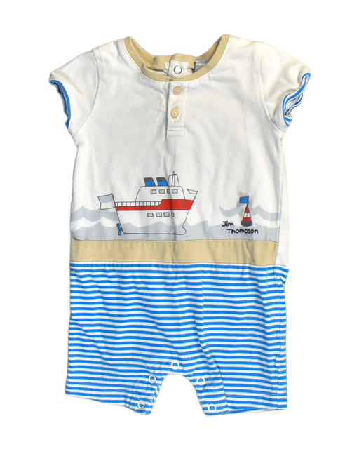 A White Short Sleeve Rompers from Jim Thompson in size 3-6M for boy. (Front View)