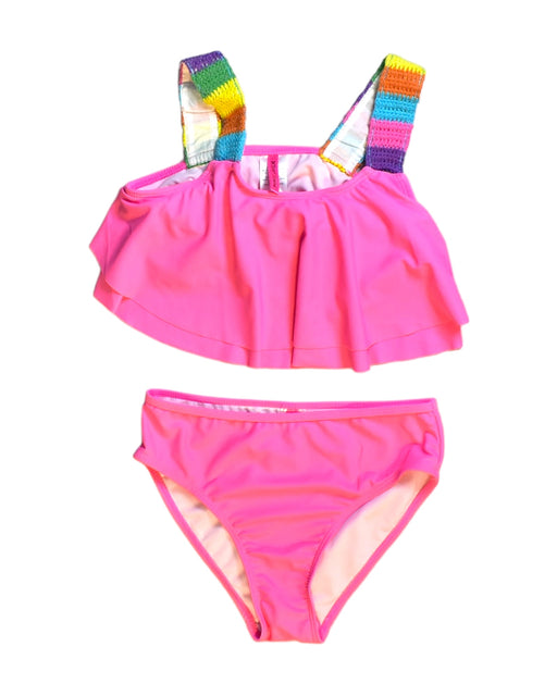 A Pink Bikinis from Betsey Johnson in size 12Y for girl. (Front View)