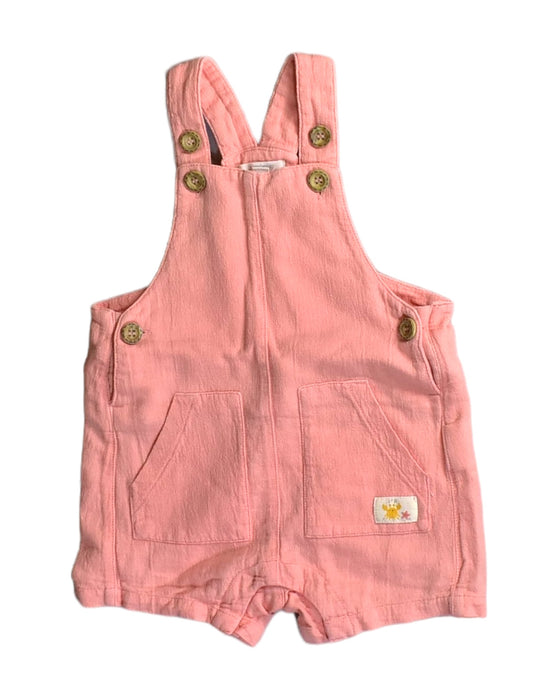 A Pink Overall Shorts from Purebaby in size 6-12M for girl. (Front View)