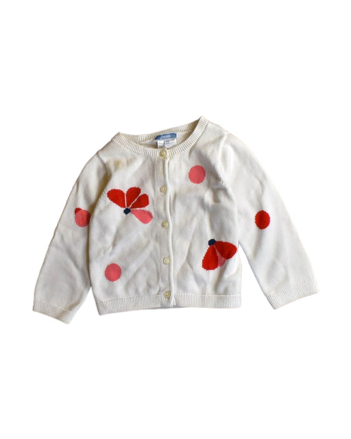 A White Cardigans from Jacadi in size 6-12M for girl. (Front View)