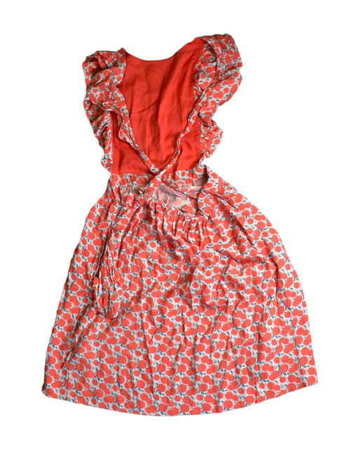 A Red Sleeveless Dresses from Petit Bateau in size 8Y for girl. (Back View)