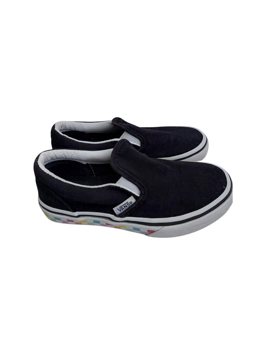 A Black Slip Ons from Vans in size 6T for neutral. (Back View)