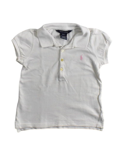 A White Short Sleeve Polos from Ralph Lauren in size 4T for girl. (Front View)