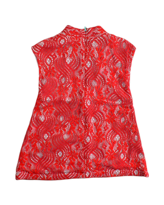 A Red Sleeveless Dresses from Elly in size 2T for girl. (Back View)