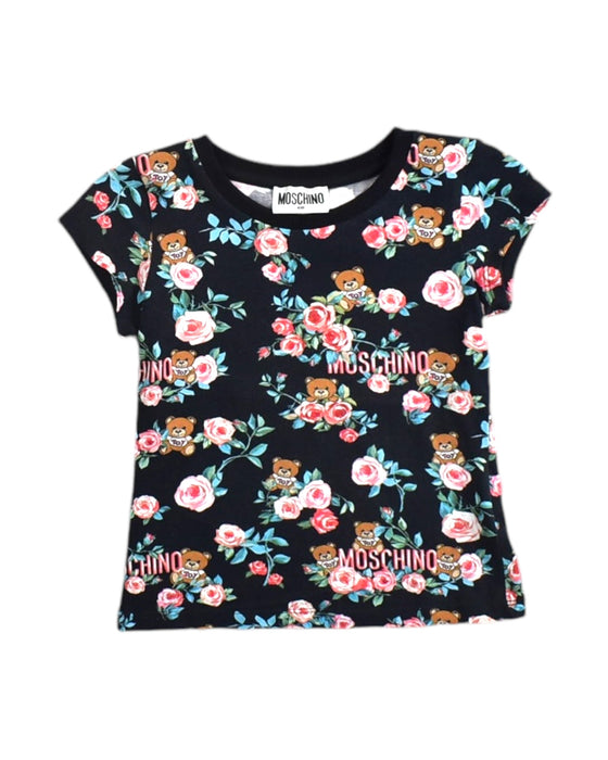 A Black Short Sleeve Tops from Moschino in size 4T for girl. (Front View)