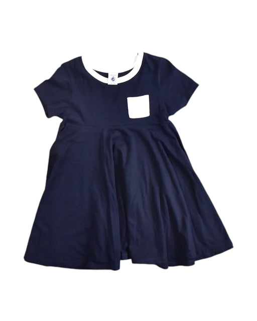 A Blue Short Sleeve Dresses from Petit Bateau in size 4T for girl. (Front View)