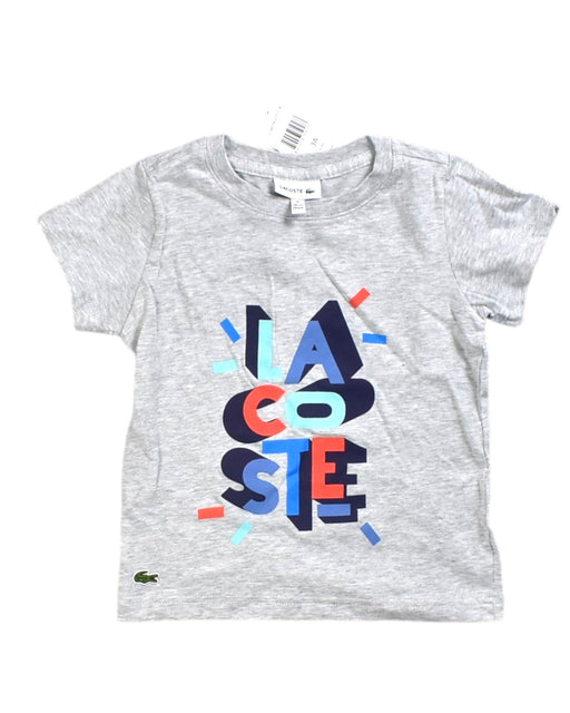 A Grey Short Sleeve T Shirts from Lacoste in size 3T for boy. (Front View)