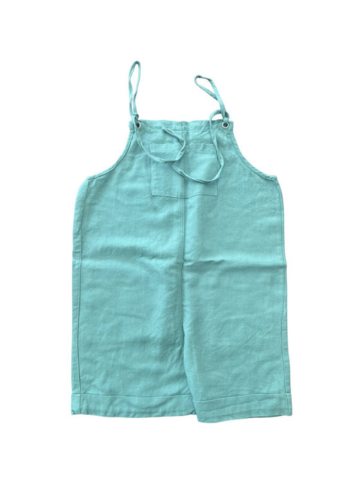 A Teal Overall Shorts from Le Petit Society in size 5T for girl. (Front View)