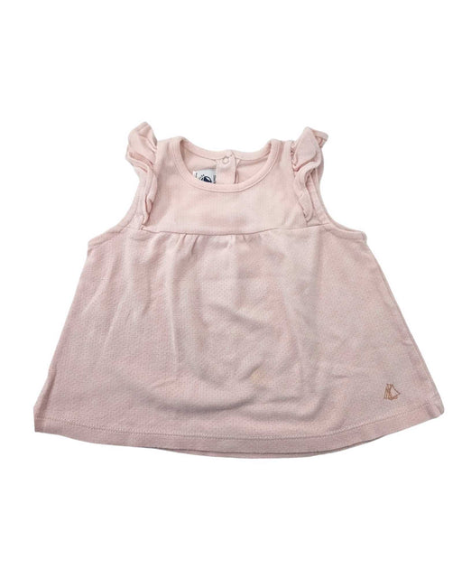 A Pink Sleeveless Shirts from Petit Bateau in size 6-12M for girl. (Front View)