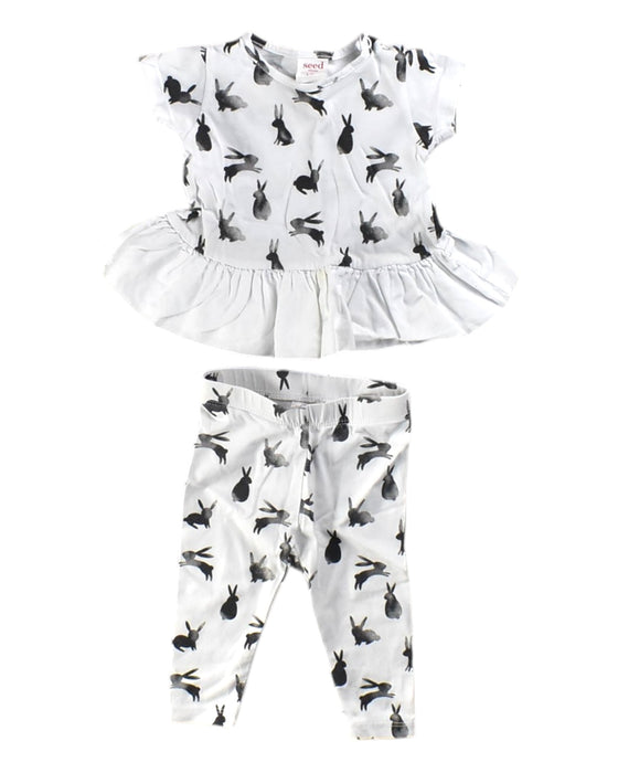 A White Leggings Sets from Seed in size 3-6M for girl. (Front View)