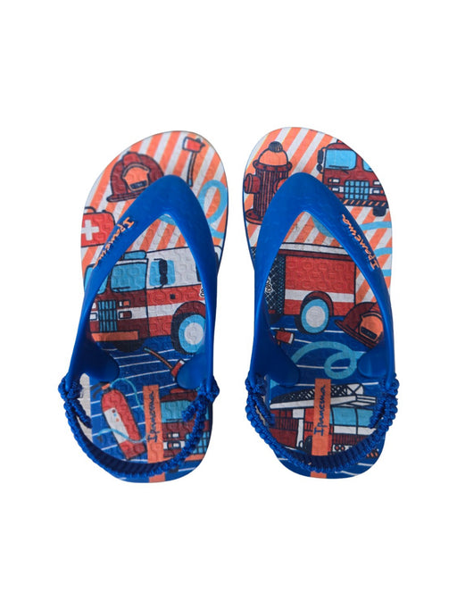 A Blue Sandals from Ipanema in size 3T for boy. (Front View)