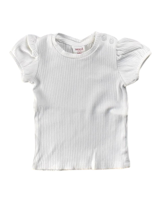 A White Short Sleeve Tops from Seed in size 3-6M for girl. (Front View)