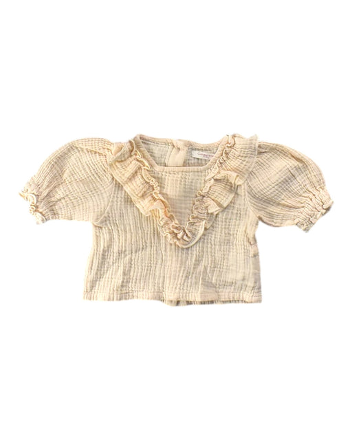 A Beige Short Sleeve Tops from Gingersnaps in size 3-6M for girl. (Front View)