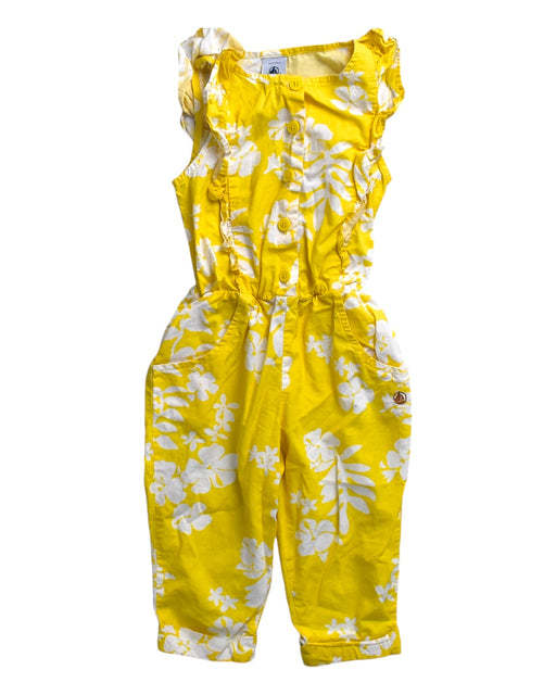 A Yellow Sleeveless Jumpsuits from Petit Bateau in size 3T for girl. (Front View)