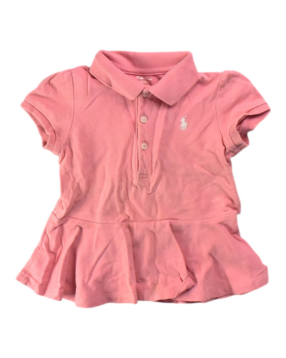 A Pink Short Sleeve Dresses from Polo Ralph Lauren in size 12-18M for girl. (Front View)