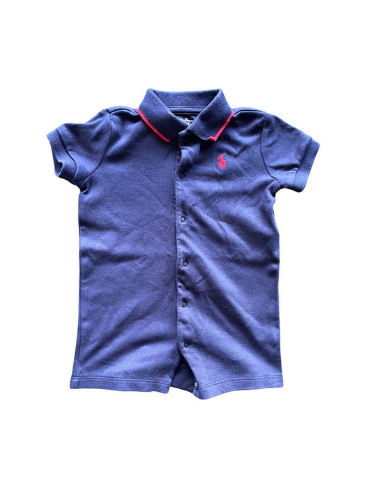 A Blue Short Sleeve Rompers from Ralph Lauren in size 3-6M for boy. (Front View)