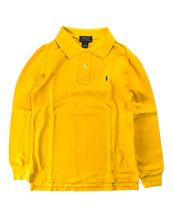 A Yellow Long Sleeve Polos from Polo Ralph Lauren in size 7Y for boy. (Front View)