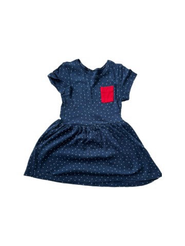 A Navy Short Sleeve Dresses from Petit Bateau in size 4T for girl. (Front View)