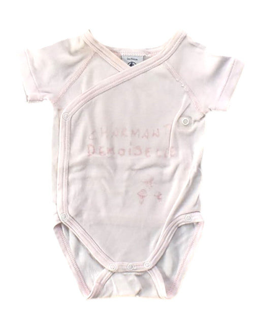 A Pink Short Sleeve Bodysuits from Petit Bateau in size 0-3M for girl. (Front View)