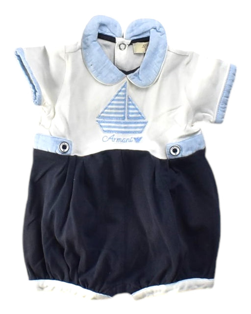 A White Short Sleeve Rompers from Armani in size 0-3M for girl. (Front View)