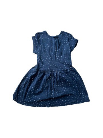 A Navy Short Sleeve Dresses from Petit Bateau in size 4T for girl. (Back View)