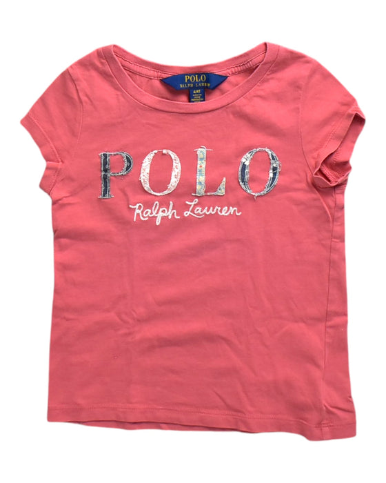 A Pink Short Sleeve T Shirts from Polo Ralph Lauren in size 4T for girl. (Front View)