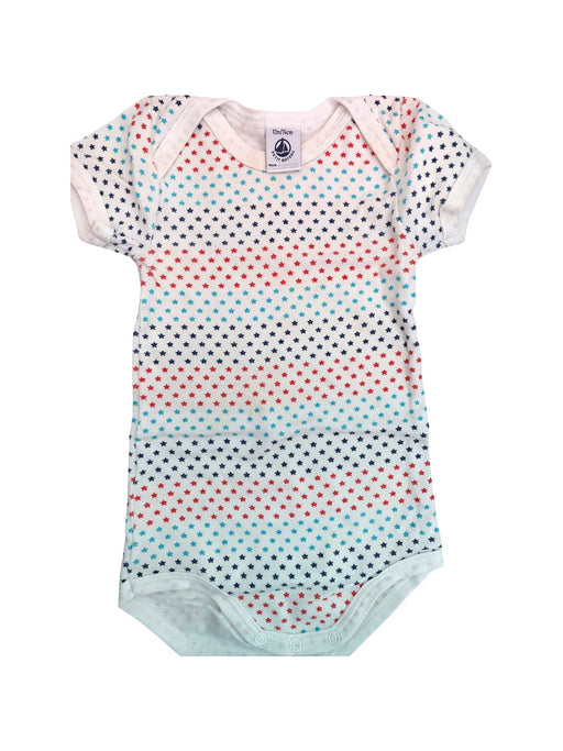 A White Short Sleeve Bodysuits from Petit Bateau in size 6-12M for boy. (Front View)