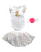 A White Skirt Sets from Monnalisa in size 6-12M for girl. (Front View)