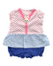 A Pink Short Sleeve Rompers from Miki House in size 3T for girl. (Back View)