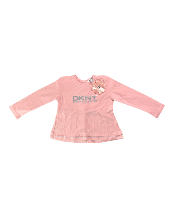 A Pink Long Sleeve Tops from DKNY in size 2T for girl. (Front View)